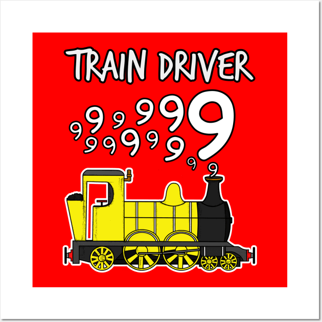 Train Driver 9 Year Old Kids Steam Engine Wall Art by doodlerob